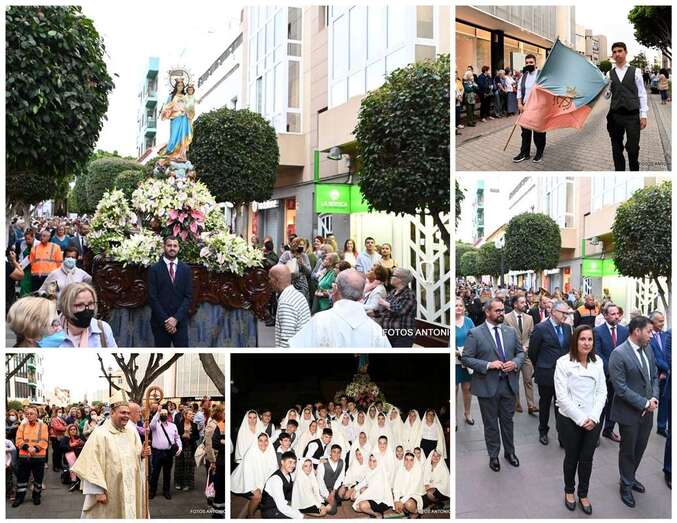 Collage de fotos  de la misa y procesión religiosa/Antonio Alí.